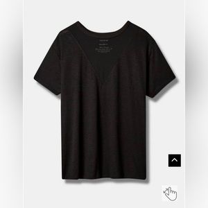 Torrid Relaxed Fit Feather Soft Slub V-Mesh Inset Tee